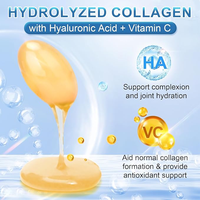 Multi Collagen Peptides for Women & Men, Hydrolyzed Collagen Peptides-Type I, II, III, V, X - with Hyaluronic Acid,Vitamin C,Biotin,Supports Skin Hair Nail, Non-GMO, 280 Softgels