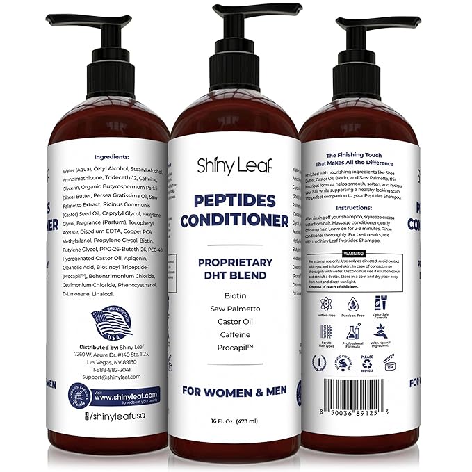 Anti-Thinning Peptide Conditioner – Sulfate Free Hydrating & Thickening Hair Conditioner with Biotin, Caffeine & Saw Palmetto for Women & Men, Safe for Color-Treated & All Hair Types, 16 fl.oz