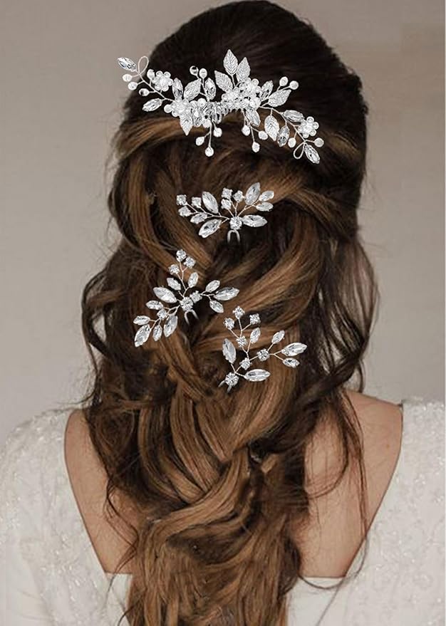 Wedding Hair Accessories Bridal Hair Pins Pearl Crystal HairPieces for Brides Vintage Decorations for Bridesmaids
