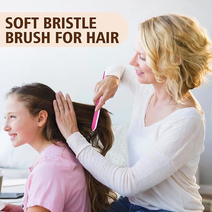 Boar Bristle Slick Back Hair Brush for Smooth Flyaways, Frizz, Sleek Ponytail, Buns and Edge Baby Hair, Teasing | Hair Comb, Edge Brush, Teasing Brush Styling Accessories for Girls, Kids, Women & Men