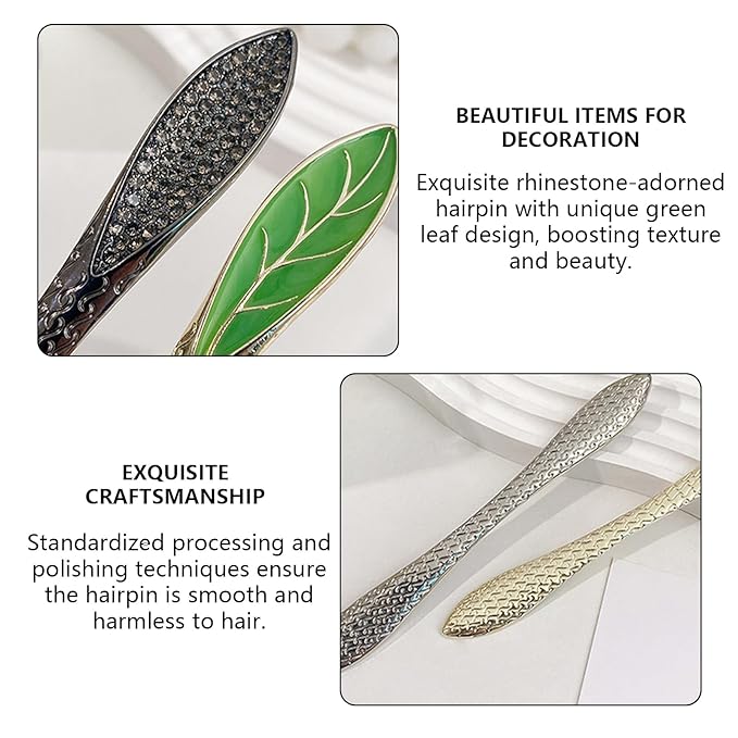 2 Pcs French Hair Pins for Women,Hair Sticks for Buns,Buns and Updos with No Hair Damage,Silver Metal Rhinestone French Pin Great Hold,Suitable for fine & thick hairUS317 (Silver)