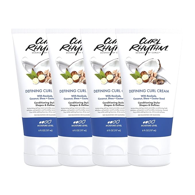 Defining Curl Cream - Hair Moisturizer for Curly Hair - Styling Cream for Frizz Control, Bounce, and Shine - Sulfate Free - 4 pc