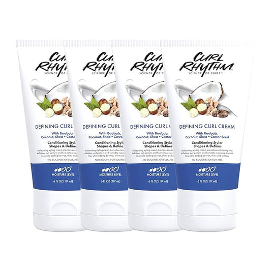 Defining Curl Cream - Hair Moisturizer for Curly Hair - Styling Cream for Frizz Control, Bounce, and Shine - Sulfate Free - 4 pc