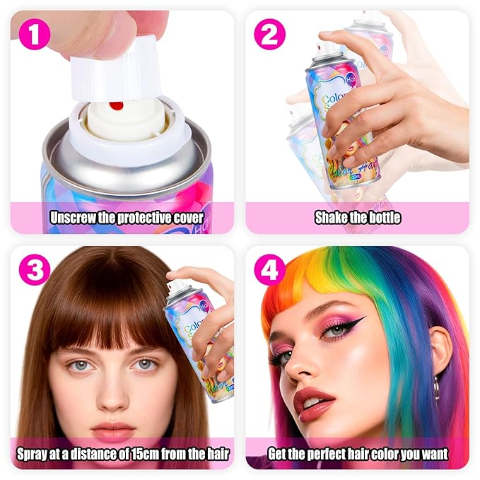 Acomler Temporary Hair Color Spray for Kids Women Men, One-Time Use White Hair Color Spray, Natural Washable Temporary Hair Dye Wax Pomades for Cosplay, DIY, Christmas Party, Halloween (White, 4.06oz)