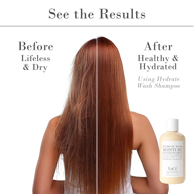 VoCÊ Natural Hydrating Shampoo for Dry, Frizzy Hair | Moisture-Infused Vegan Shampoo for Normal to Thick Hair | Non-Toxic, Cruelty-Free with Shea Butter, White Tea, Vanilla Cactus (8.5 oz | 250 ml)