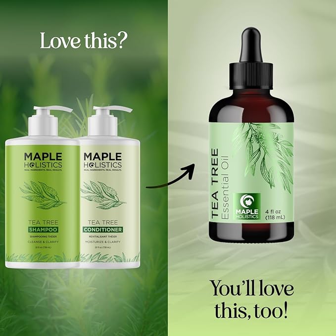 Tea Tree Shampoo and Conditioner Set - Sulfate Free Clarifying Shampoo and Conditioner for Oily Hair & Scalp Care with Australian Tea Tree Oil - Complete Dry Scalp Treatment for Build Up (25 Fl Oz)