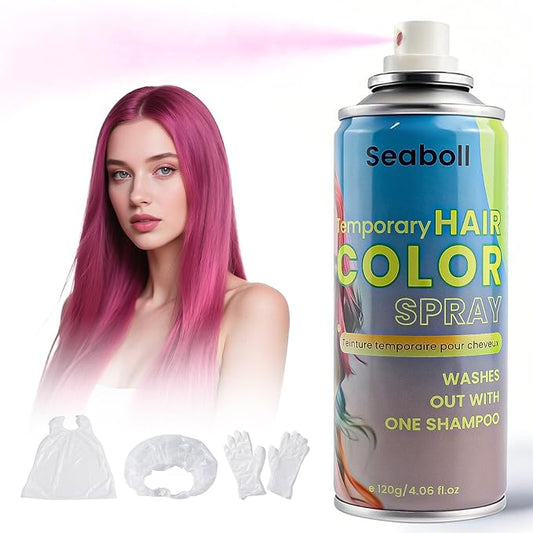 Pink Hair Spray, Temporary Hair Color Spray for Kids Women Men– Safe Non Sticky Washable One Day Hair Dye Spray, Disposable Accessories Included, for Halloween Cosplay Party DIY Costume Pet Fun