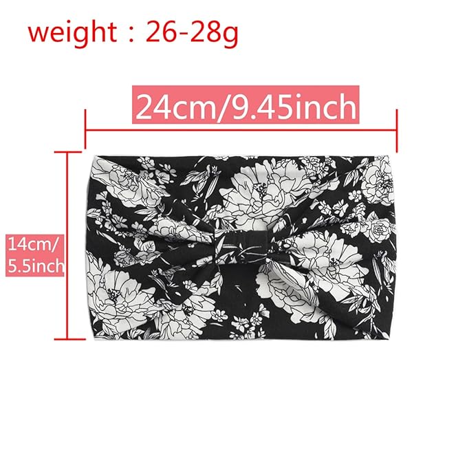 1 Pack Boho Headbands Stretch Paisley Print Bandana Headband Criss Cross Hair Bands Knotted Head Wrap Yoga Daily for Women and Girls (Daisy)