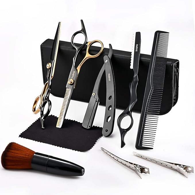 Professional Hair Scissors Thinning Shears Kit, Fozirut Barber Shears Haircutting Scissors Set, Tijeras De Peluqueria Profesional Salon Barber Supplies