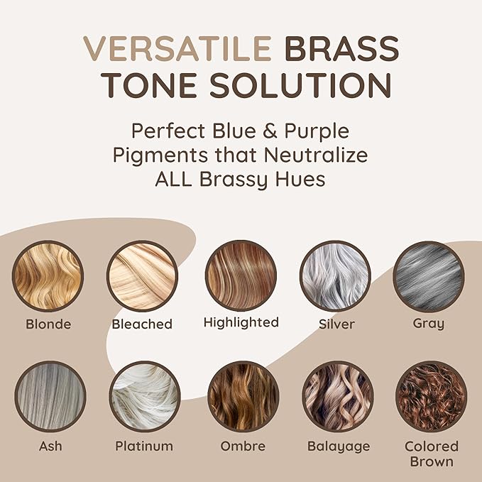 VITAMINS hair cosmetics Keratin Purple Shampoo for Blondes - Blue Shampoo - Hair Toner for Bleached Hair - Tones Brassiness & Repairs Blonde, Silver, Grey, White & Ash Gray Locks