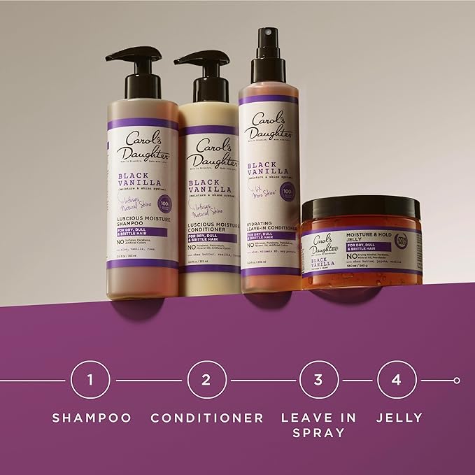 Carol's Daughter Black Vanilla Moisture and Hold Jelly, Hair Gel For Dry Hair with Shea Butter, Jojoba and Vanilla, 12 Fl Oz