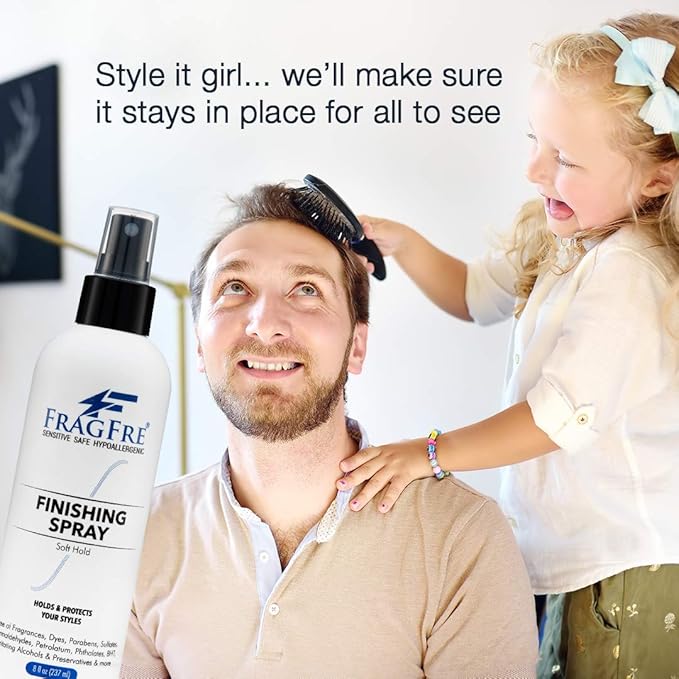 Hair Finishing Spray 8 oz - Flexible Soft Hold - Hair Spray for Sensitive Skin - Fragrance Free Hypoallergenic Parabens Free - Non Irritating Quick Dry Denatured Alcohol - Gluten Free Vegan