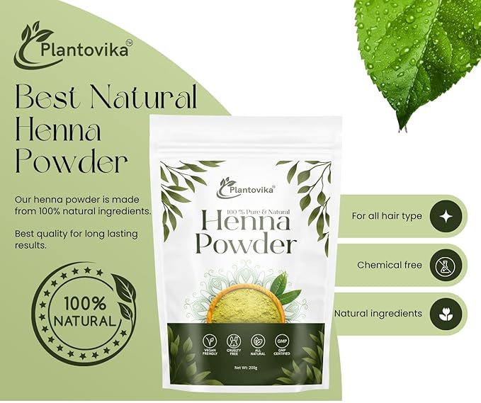 100% Natural and Pure Henna Powder/Lawsonia Inermis For Hair, Orange-Red Hair Color, Triple Shifted, Smooth Henna Paste and Cones, No additives, No Chemical, Easy to use 200 grams