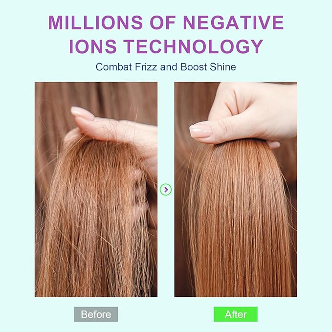 Travel Dual Voltage Hair Dryer Brush Blow Dryer Brush in One,2 Inch Hot Air Brush,Travel Hair Styler/Volumizer/Straightener/Curler,European Blow Dryer Brush with Universal Adapter