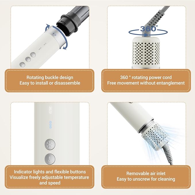 6 in 1 Air Wrap Hair Styler, 110,000 RPM Hair Dryer Brush with Auto-Wrap Curlers, Oval Brush & Volumizer, Hot Air Styler for Fast Drying,Curling, Smoothing & Volume, Air Styler with Travel Case