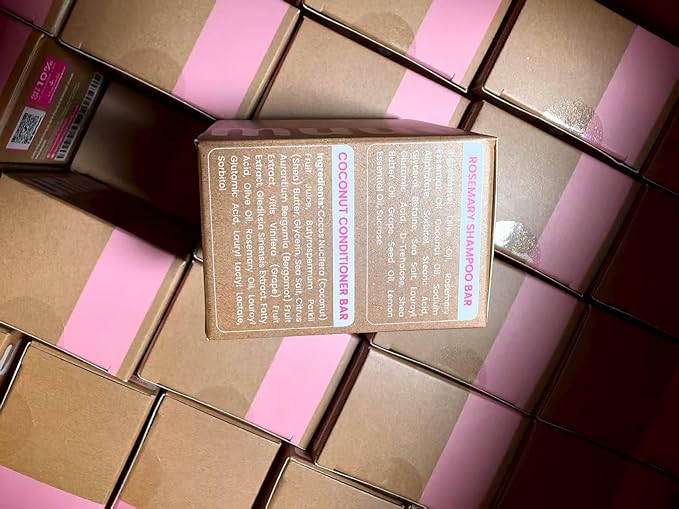 Muun Rosemary Shampoo and Conditioner Bar - Strengthening & Volumizing Solid Soap Bars, Clarifying Shampoo For Oily Hair & Scalp, pH Balanced, Sulfate & Silicone Free