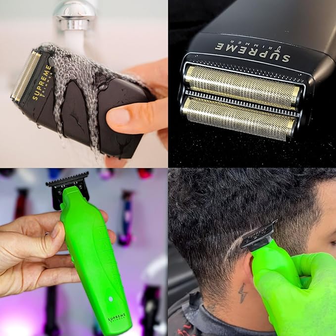 Supreme Trimmer Vader Trimmer & Crunch Foil Shaver Barber Haircutting Kit | Professional DLC T-Blade Beard Trimmer ST3778 & STF602 Waterproof IPX6 Shaver Set | (Acid)