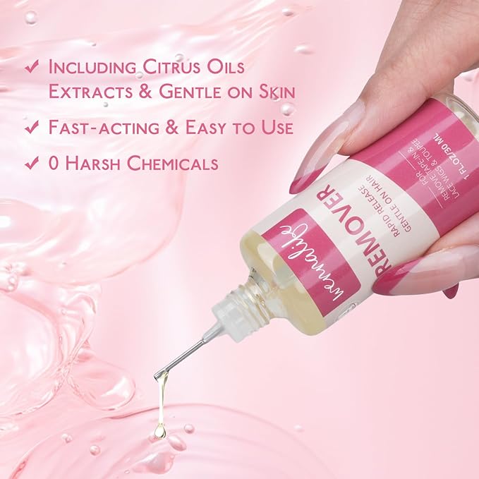 WENNALIFE Tape in Extension Remover, 1 FL.OZ. (30 ML) Fast-Acting Wig Glue Remover, Adhesive Remover Lace Glue Gentle Effective Citrus-Fresh Remove Toupee Tape in Hair Extensions