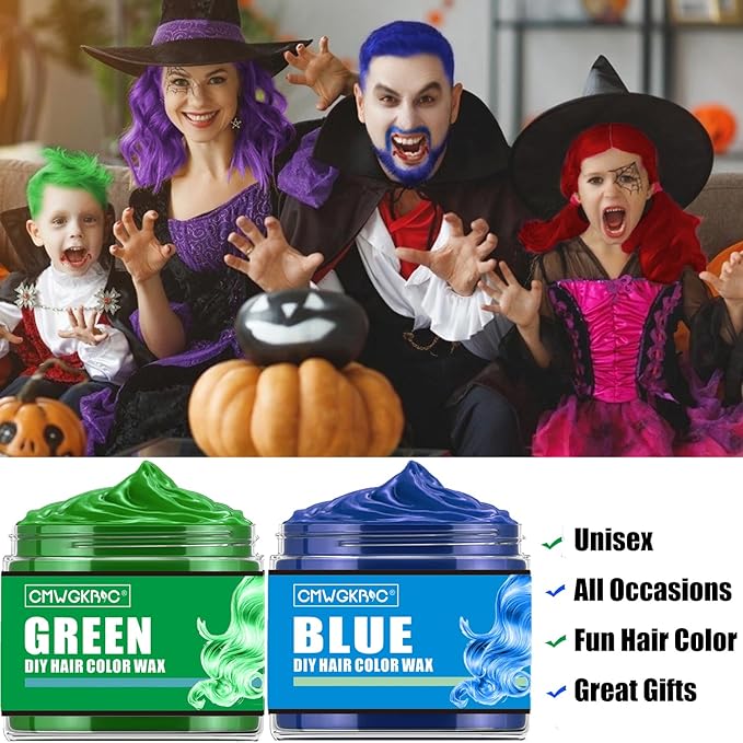 4 Colors Temporary Hair Color for Kids,Gifts for Teens,Girls,Boys,Gifts for Kids,Temporary Hair Dye,Hair Color Spray Green Red Blue Purple Hair Dye Hair Wax Color,Instant Color Wax Halloween Party