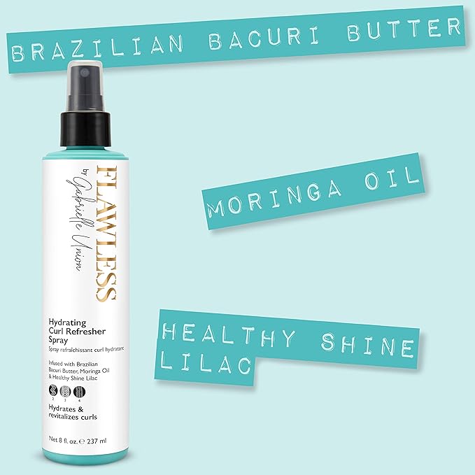 Flawless by Gabrielle Union - Hydrating Curl Refresher Hair Spray for Curly and Coily Hair, 8 OZ