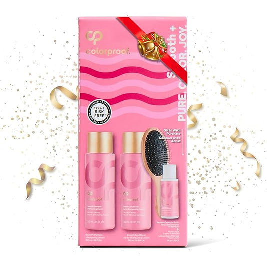 Colorproof Never Fade Away Volume Gift Set: 8.5oz Volume Shampoo and Conditioner + 2oz Plush Locks Leave-in + Detangling Brush