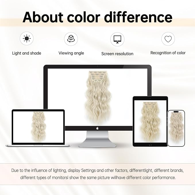 Vigorous Clip in Hair Extensions 20Inch Hair Extensions Clip Ins 6Pcs Long Wavy Soft Synthetic Hairpieces for Women(Platium Blonde)