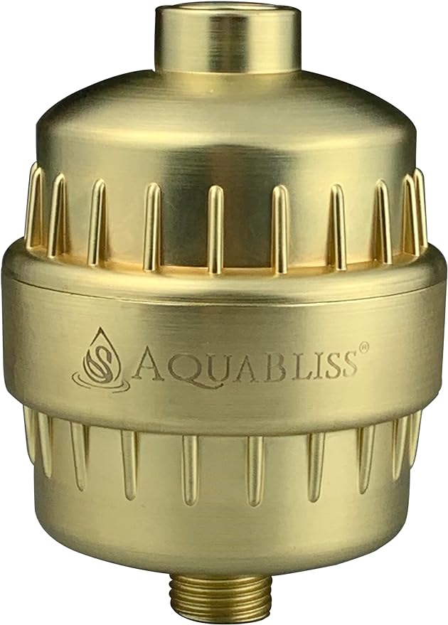 AquaBliss High Output Revitalizing Shower Filter - Reduces Dry Itchy Skin, Dandruff, Eczema, and Dramatically Improves The Condition of Your Skin, Hair and Nails - Matte Gold (SF100-GD)