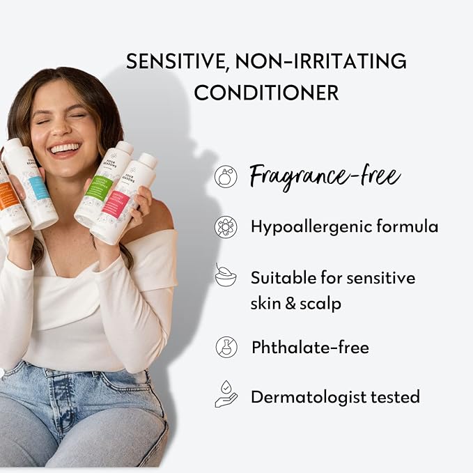No nothing Sensitive Moisture Hair Conditioner for Women - Hydrating & Moisturizing, Unscented, Fragrance Free & Hypoallergenic Conditioner for Sensitive Sclap - for All Hair Type - Travel Size