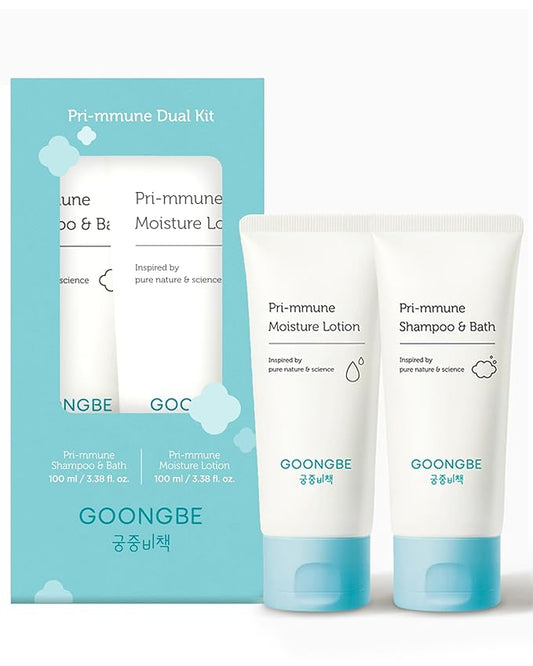 GOONGBE Baby Skincare Duo Set - Korean Baby Skincare & Bath Time Essentials - Shampoo & Bath, Moisutre Lotion - Travel Sized Hydrating & Nourishing Wash and Moisturizer, 2 Items