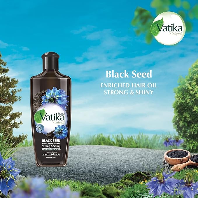 Vatika Naturals Dabur Enriched Black Seed Hair Oil – Strengthening & Shine-Enhancing Serum with Black Seed Extract for Scalp Vitality, Moisture Balance & Resilience – Promotes Healthy Hair – 300 ml