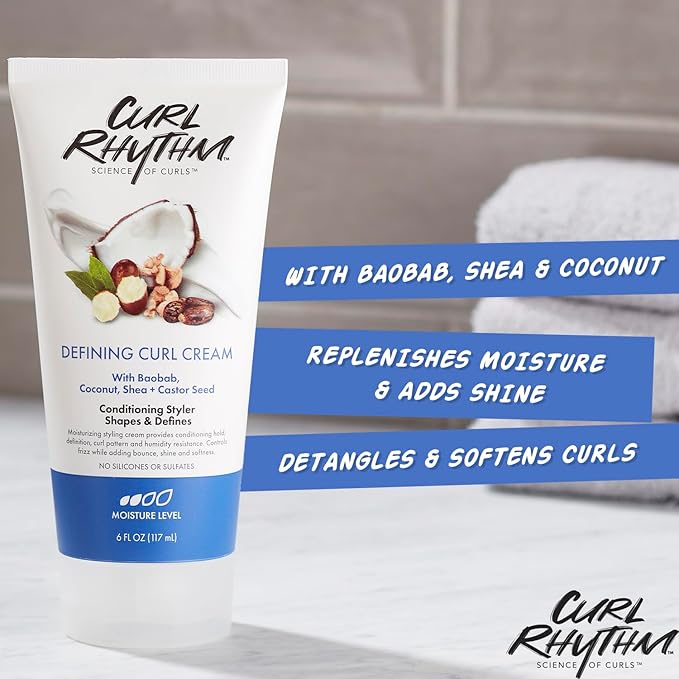 Defining Curl Cream - Hair Moisturizer for Curly Hair - Curl Styling Cream for Frizz Control, Bounce, and Shine - Sulfate Free - 6 oz
