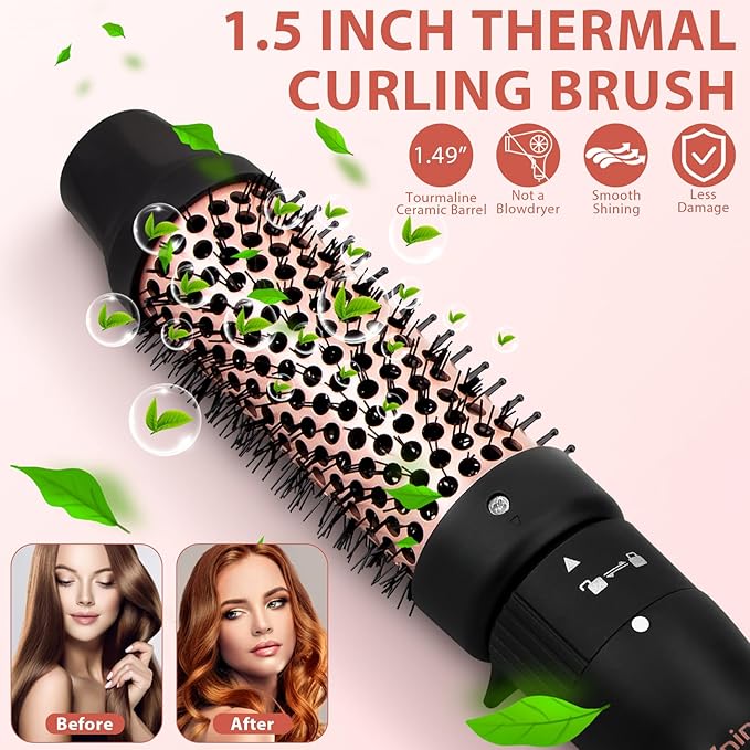 5 in 1 Curling Iron Set, 3 Barrel Curling Iron Set with Curling Brush (1.5 inch),4 Interchangeable Ceramic Curling Wand (0.5-1.25"), Instant Heat Up, 2 Temps Setting, with Comb & Glove & 2 Hair Clips