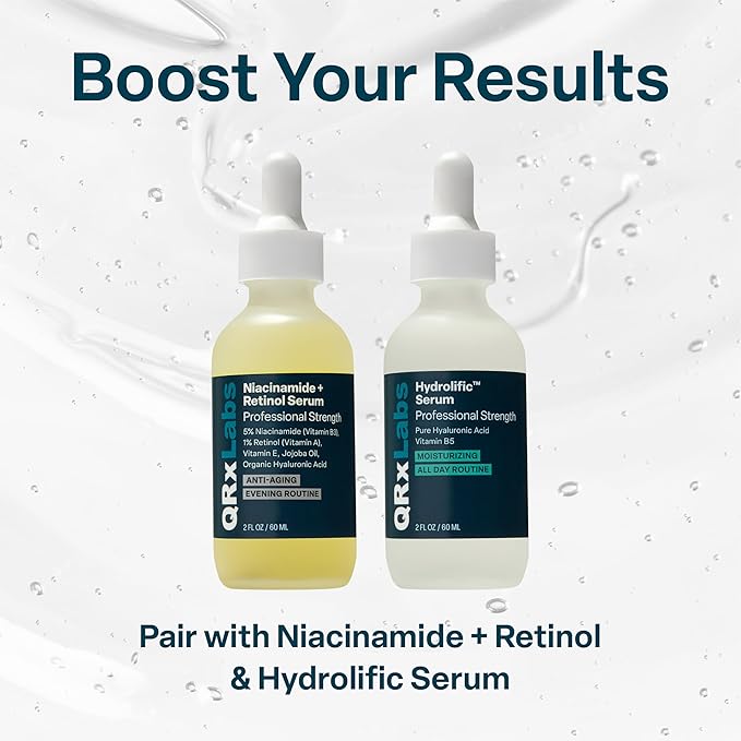 QRxLabs Peptide Complex Face Serum - Firming Collagen Booster & Hydrating Hyaluronic Acid with Chamomile Extarct - Revitalizing Antiaging Skincare - Unscented Gel, 1 Fl Oz