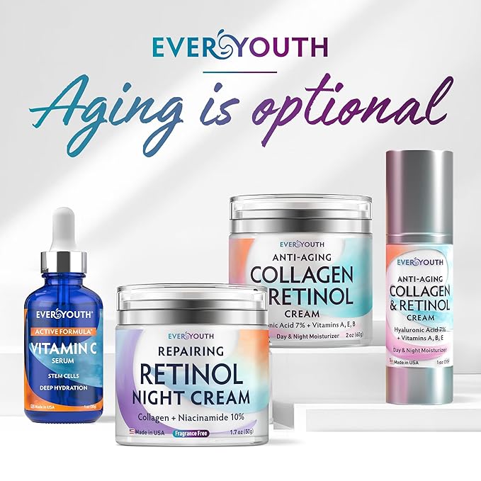 Vitamin C Serum for Face, Stem Cells, Niacinamide, Hyaluronic Acid & Vitamin E – Anti-Aging Retinol Facial Serum with Glycolic Acid & Retinal for Brightening, Hydrating & Firming Skin – Made in USA