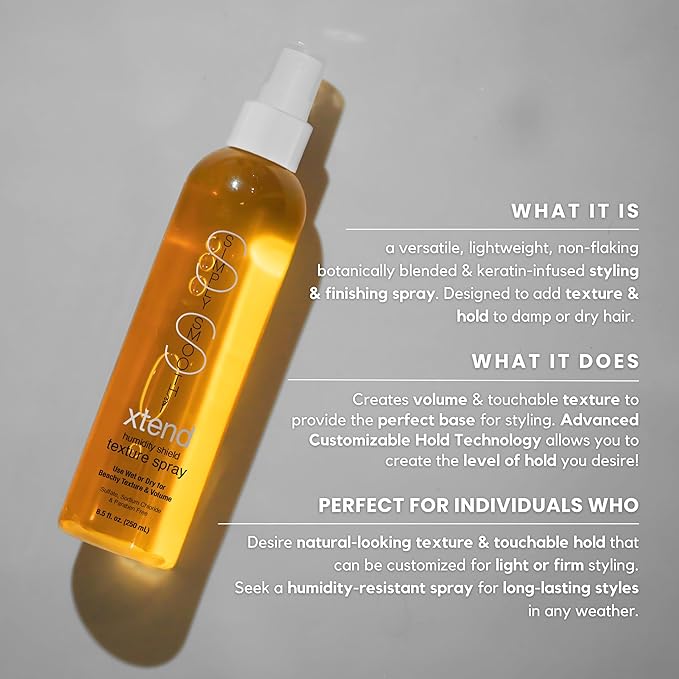 SIMPLY SMOOTH Humidity Shield Texture Hair Spray Strong & Light Hold, Shine Finishing Styling Spray Resists Humidity & Repels Moisture Customizable Hold Hair Spray 8.5 Oz