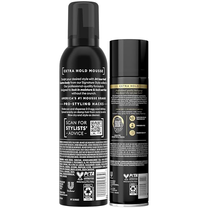 TRESemmé Extra Hold Hairspray & Shaping Mousse Bundle – 24H Touchable Hold & Volume + Frizz Control