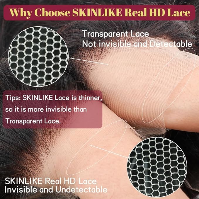 250 Density 13x6 SKINLIKE Real HD Lace Front Wigs Human hair 0.10mm Ultra-thin Invisible HD Lace Front Wigs Straight Lace Front Wigs Pre Plucked for Women 20 Inch