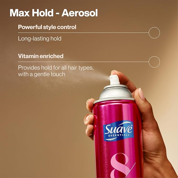 Suave+ Hairspray, Max Hold Bundle – Unscented Hairspray + Scented Non-Aerosol Hair Spray, 11 Oz Ea (2 Piece Set)