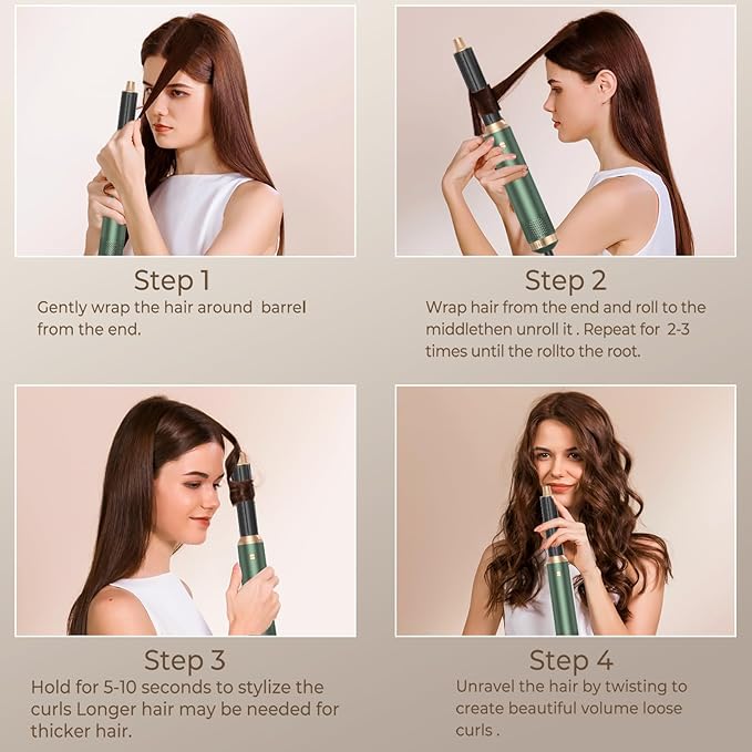 5 in 1 Blow Dryer Brush, Upgrade Hair Dryer Brush Set Negative Ion Air Styler Curling Wrap Air Curler, Hot Air Brush Curling Iron Hair Styling Tools As A Gift for Straight/Curl/Dry/Smooth
