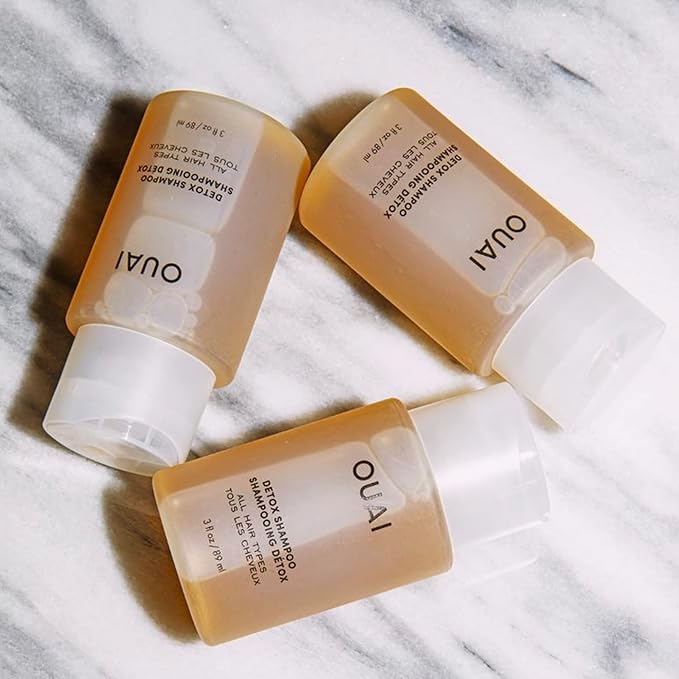 OUAI Detox Shampoo Travel Size - Clarifying Shampoo for Build Up, Dirt, Oil, Product and Hard Water - Apple Cider Vinegar & Keratin for Clean, Refreshed Hair - Sulfate-Free Hair Care (3 oz)