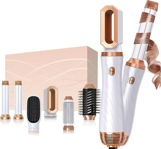 6 in 1 Blow Dryer Brush, Detachable Hair Dryer Brush Air Curler Air Styler Wrap, Curly Twist Hot Curling Iron, Blow Dryer Hot Styler Negative Ion, Travel Hair Styling Tool