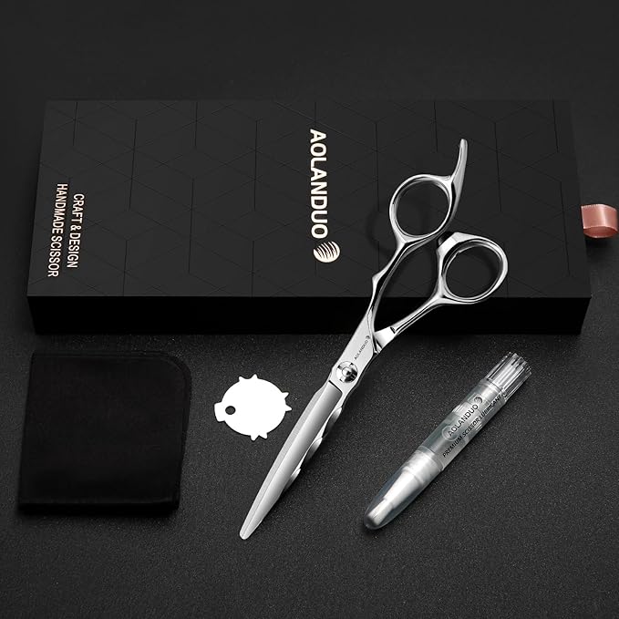 AOLANDUO Professional Shears for Hair Cutting, VG10 Steel Scissors to Cut Hair Professional, Precision Barber & Hair Stylist Shears, Ergonomic, 1 Count, 6.0 Inch