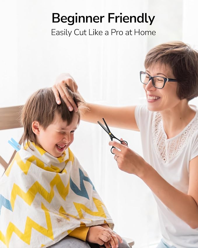 ULG Professional Thinning Shears for Hair Cutting - 6.5’’ Hair Thinning Scissors, Ultra Sharp Japanese Stainless Steel, Ergonomic Handle for Barbers, Stylists, Salon & Home Use, Black