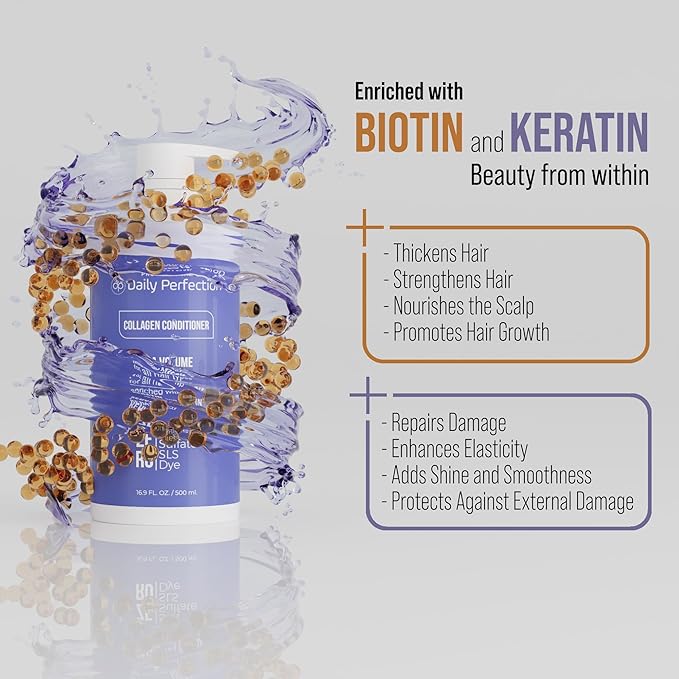 (dp) Collagen Conditioner– Boost Volume and Strength for Flat Hair – Clean + Salon-Grade Formula with Biotin & Keratin