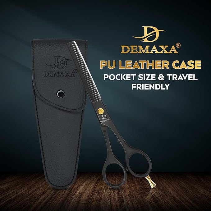 Thinning Shears for Hair Cutting - DEMAXA Hair Thinning Scissors Professional Barber’s Texturizing Shears for Salon & Home Use - 6.5-inch Black High Carbon Stainless Steel Thinning Sheers