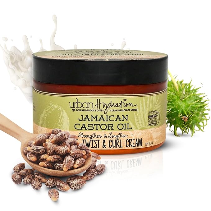 Urban Hydration Jamaican Castor Oil Curl Styling Cream | Sulfate, Paraben and Dye Free, Moisturizes, Thickens, Prevents Breakage and Lengthens For Strong Hair, All Hair Types, 8.4 Ounces