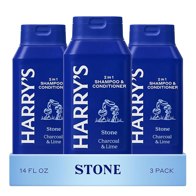 Harry's Men's 2 in 1 Shampoo and Conditioner for All Hair Types - New Stone Scent - (3 Pack) 14 fl oz - No Parabens or Sulfates