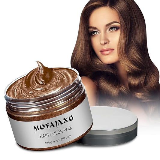 Temporary Hair Color Wax,Hair Spray Color, Hair Wax Color 4.23 oz, Easy Washout Temporary Hair Dye for Halloween,Cosplay, Party (Brown, 4.23)