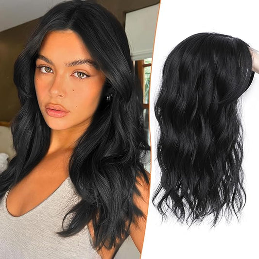 PANEWAY Hair Topper 16InchToppers For Women with Thinning Hair 6.5’’x6.5’’ Ladies Wiglets for Women Daily Use- 1B