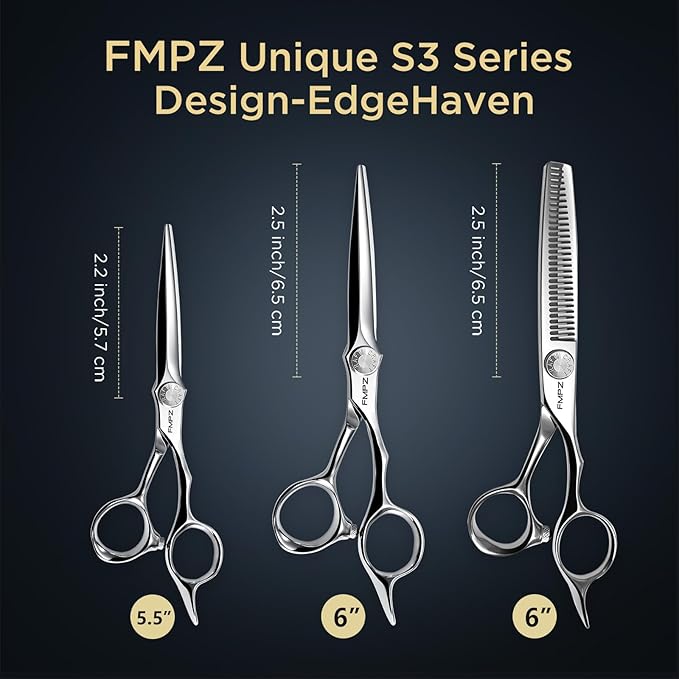 6.0” Professional Thinning Shears for Hair Cutting - Professional Hair Cutting Scissors with Extremely Sharp Blades- 440C Steel Ergonomic hair thinning scissors Durable, Smooth Motion, Fine Cut